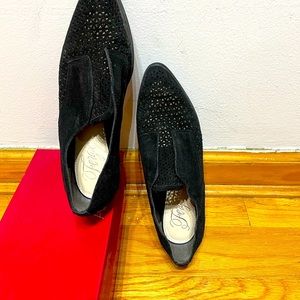 Black suede fergie flat shoes